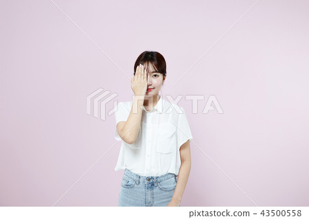 韓國人，漂亮女孩，大學生，無辜，白色，長發 43500558