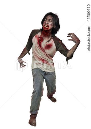 Potrait of scary zombie man with bloody mouth 43500610