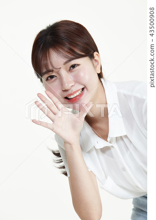 韓國人，漂亮女孩，大學生，無辜，白色，長發 43500908