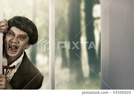 Creepy zombie man come into abandoned house Creepy zombie man come into abandoned house 43500920