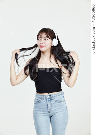 Korean, pretty, girl, college student, innocent, white, long hair 43500960