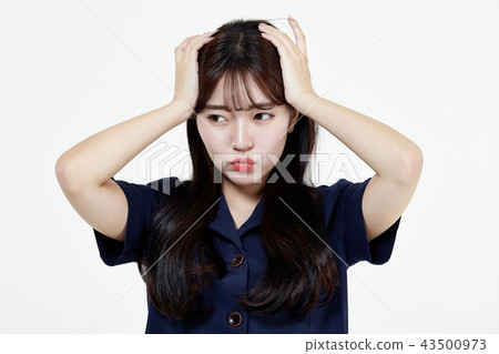 韓國人，漂亮女孩，大學生，無辜，白色，長發 43500973