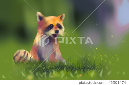 Digital illustration art painting style a raccoon 43501474
