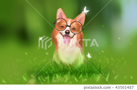 Digital illustration art painting a corgi dog 43501487