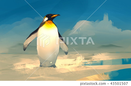 a emperor penguin standing on ice 43501507