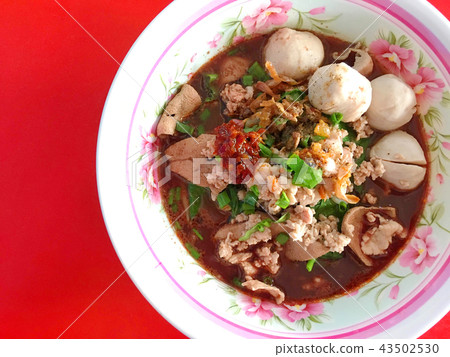 Thai style food noodle called "nam tok" noodle 43502530