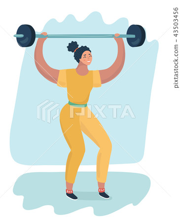 Sporty woman silhouette with barbell. Sporty woman silhouette with barbell. 43503456