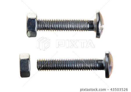 metal screw or bolt and nuts isolated on white background 43503526