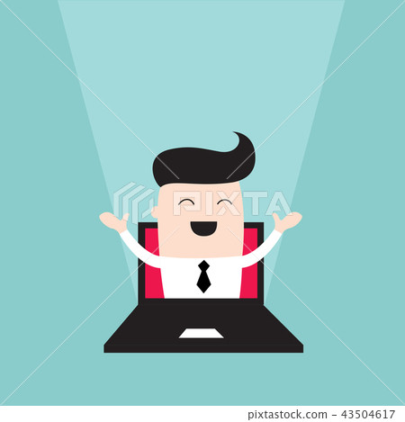 Businessman jumping out of laptop monitor 43504617