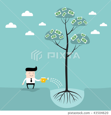 Businessman watering money tree Business success concept 43504620