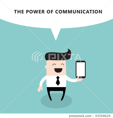 Happy businessman with smart phone The power of communication business concept Happy businessman with smart phone The power of communication business concept 43504629