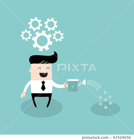 Businessman growing an idea sowing seeds in the ground Hard work business success concept 43504656