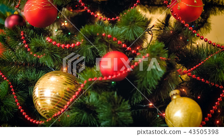 Beautiful closeup image of colorful lights on Christmas tree 43505398
