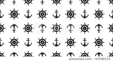 anchor seamless pattern helm vector maritime boat - Stock Illustration ...
