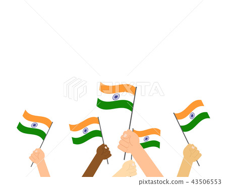 Hands holding Indian flags on white background - Stock Illustration  [43506553] - PIXTA