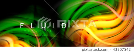 Wave fluid flowing colors motion effect, holographic abstract background. Vector illustration 43507542