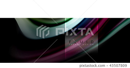 Fluid colors abstract background colorful poster, twisted liquid design on black, colorful marble or 43507809
