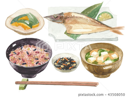 Grilled fish set meal-Five grain rice Grilled fish set meal-Five grain rice 43508050