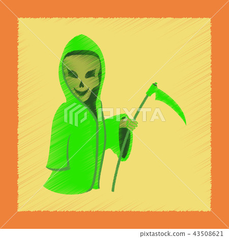 flat shading style icon halloween death scythe 43508621