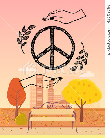 Hippie Logo Protected by Hands Vector Illustration Hippie Logo Protected by Hands Vector Illustration 43508766