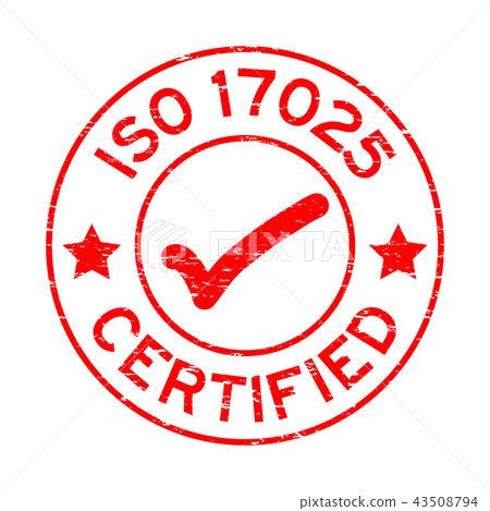 Grunge red ISO 17025 certified round rubber seal 43508794