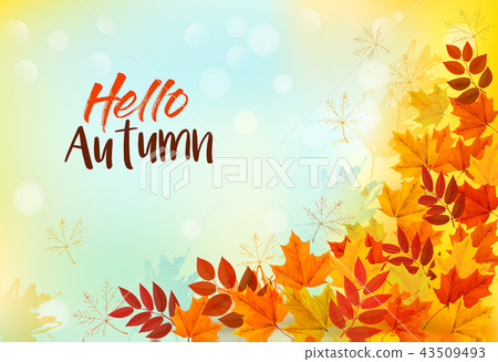 Autumn Background With Colorful Leaves. Vector Autumn Background With Colorful Leaves. Vector 43509493