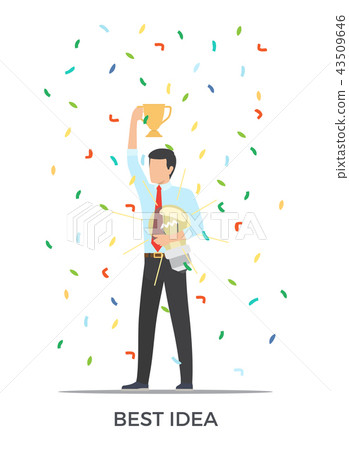 Best Idea Triumph on Vector Illustration White Best Idea Triumph on Vector Illustration White 43509646