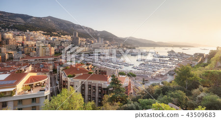 Monaco from above at sunrise on sunny summer day Monaco from above at sunrise on sunny summer day 43509683