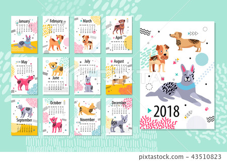 Calendar Sample 2018 Animal Vector Illustration Calendar Sample 2018 Animal Vector Illustration 43510823