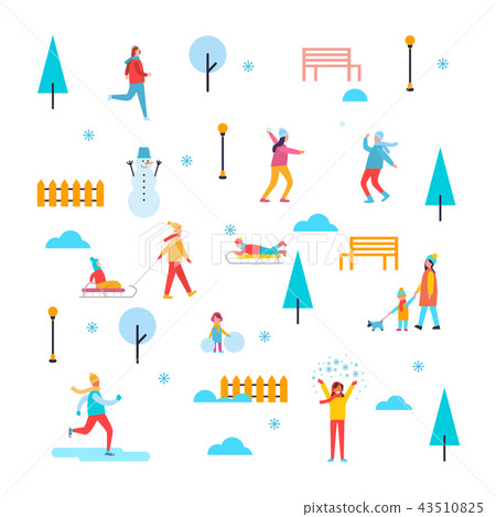 Wintertime Outdoor Activities Vector Illustration Wintertime Outdoor Activities Vector Illustration 43510825