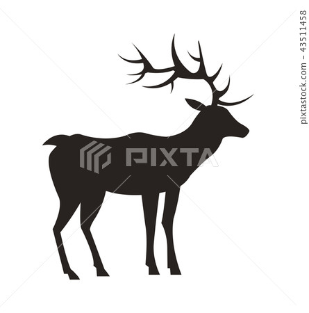 Medium-Sized Adult Male Deer Colorless Black Icon 43511458