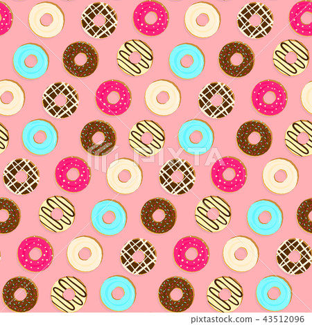 Tender pink pattern with tasty topping donuts 43512096