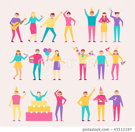 Bright Characters at Cheerful Party with Huge Cake 43512197