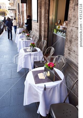 Empty street cafe at restaurant 43512318