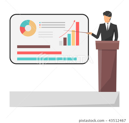 Leader Giving Presentation on Vector Illustration Leader Giving Presentation on Vector Illustration 43512467