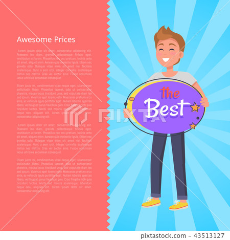 Awesome Prices Poster Man Holding Board with Text Awesome Prices Poster Man Holding Board with Text 43513127