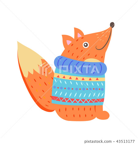 Smiling Fox in Sweater Vector Illustration 43513177