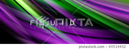 Wave fluid flowing colors motion effect, holographic abstract background. Vector illustration 43514432