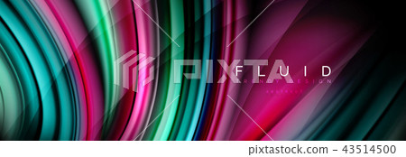 Wave fluid flowing colors motion effect, holographic abstract background. Vector illustration Wave fluid flowing colors motion effect, holographic abstract background. Vector illustration 43514500