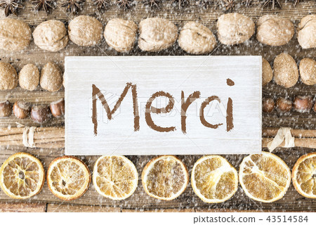 Food Flat Lay, Merci Means Thank You, Snowflakes 43514584