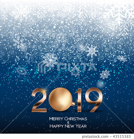 2019 New Year Background with Christmas Ball. Vector Illustration 43515383