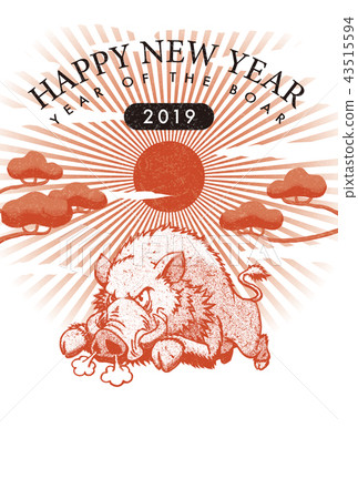 2019年新年賀卡“酷設計03”新年快樂手寫字母空間免費 43515594