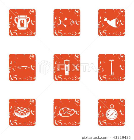 Piece of meat icons set, grunge style 43519425