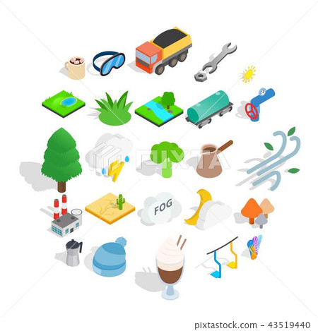 Winterly icons set, isometric style Winterly icons set, isometric style 43519440
