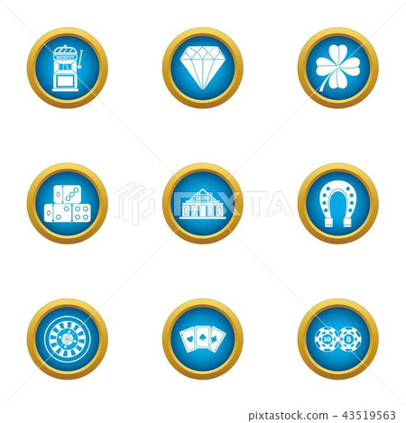 Gambling establishment icons set, flat style Gambling establishment icons set, flat style 43519563