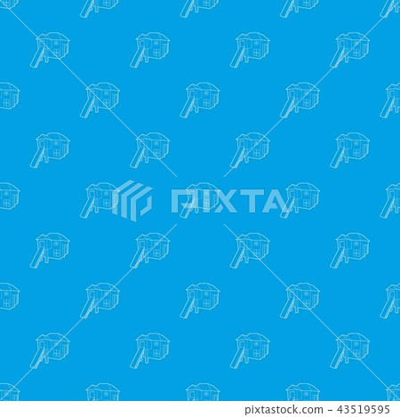 Forest house pattern vector seamless blue 43519595