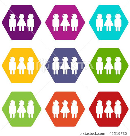 Girl boy icons set 9 vector Girl boy icons set 9 vector 43519780