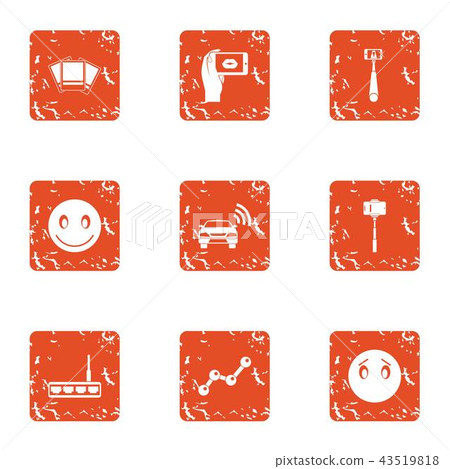 Street photo icons set, grunge style 43519818