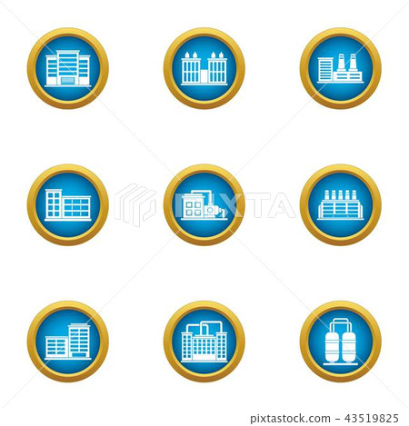 Concrete building icons set, flat style 43519825