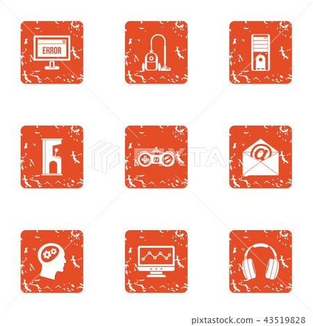 Software error icons set, grunge style Software error icons set, grunge style 43519828